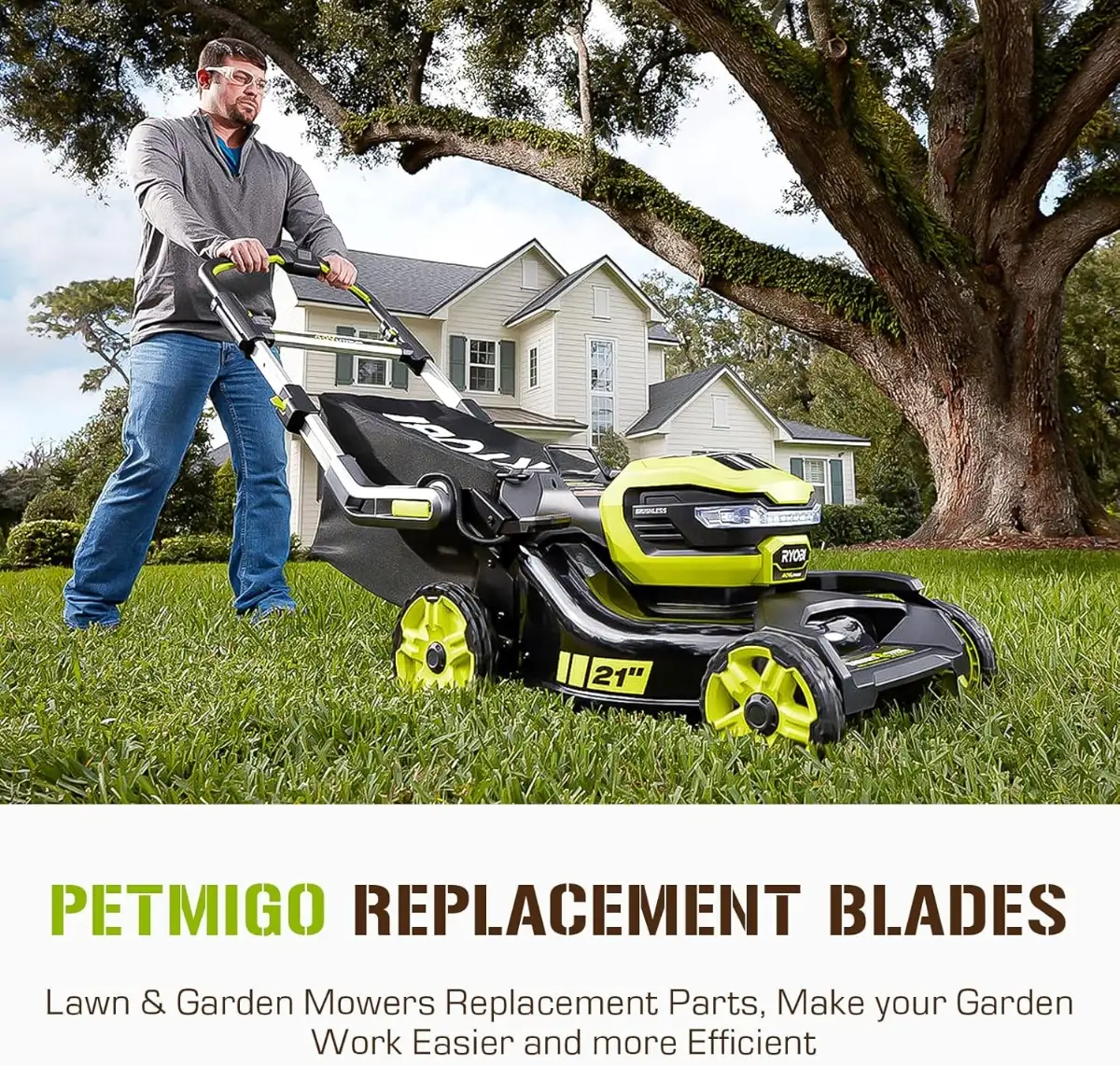 (NEUF) Lot de 2 lames mulching pour Cub Cadet MTD Troy Bilt 300 et 900 Walk Behind 1995 et plus 53,3 cm Deck 742-0741 742-04276