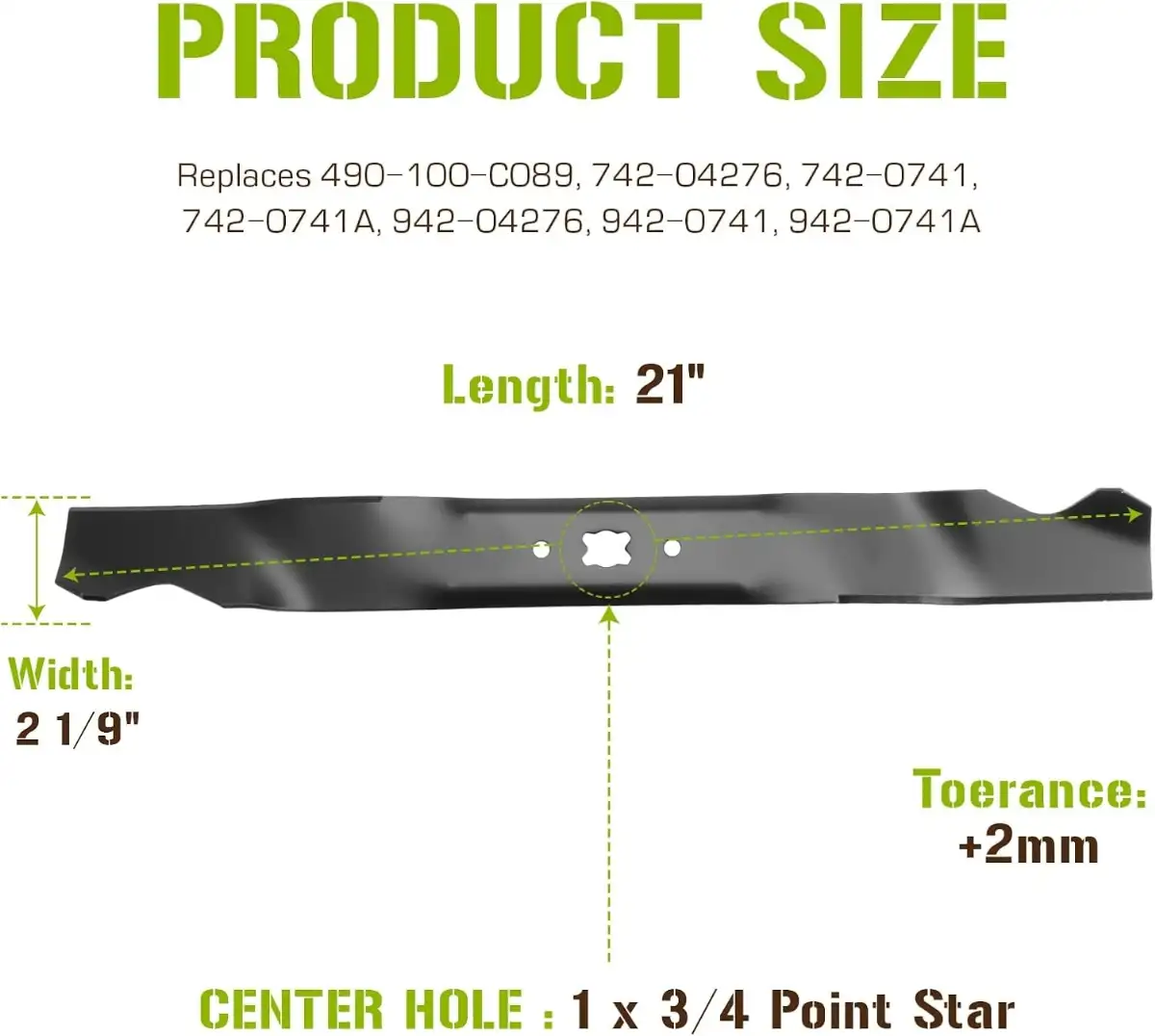 (NEUF) Lot de 2 lames mulching pour Cub Cadet MTD Troy Bilt 300 et 900 Walk Behind 1995 et plus 53,3 cm Deck 742-0741 742-04276